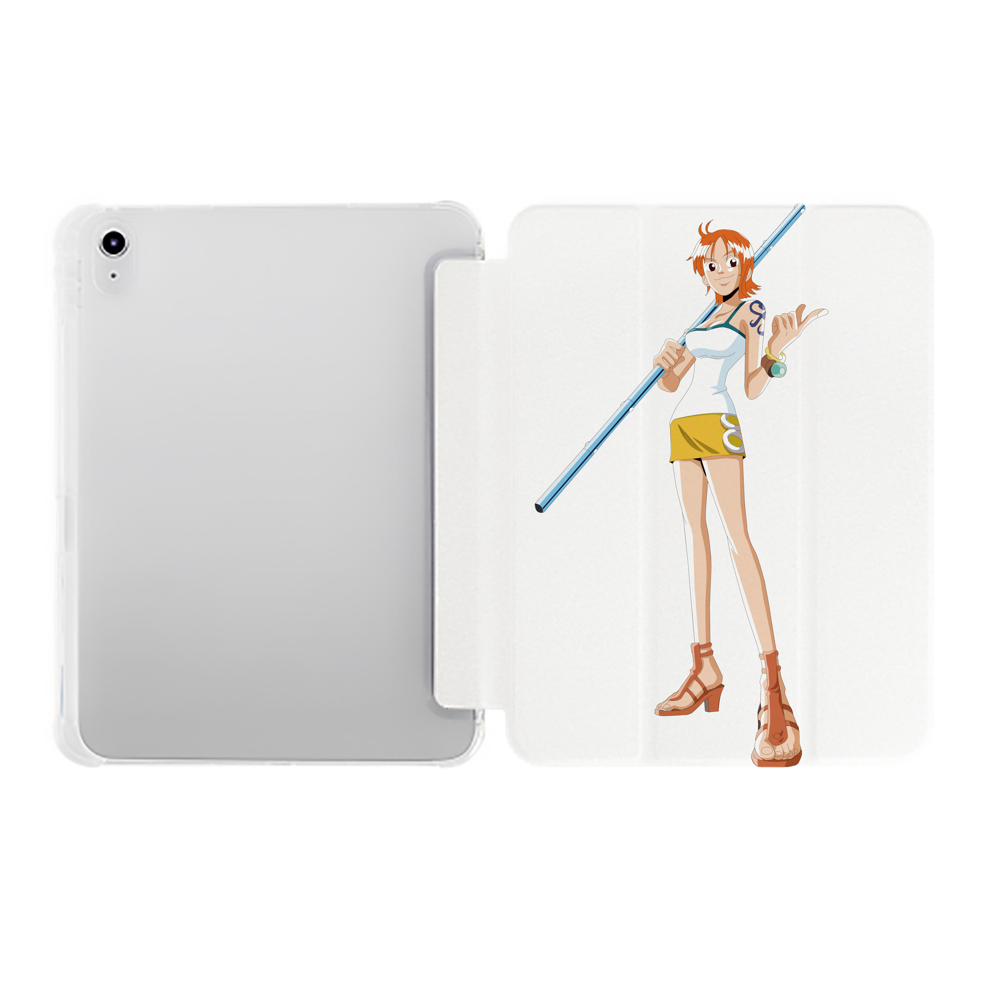 （画像用） ワンピース ナミ ONE PIECE Nami IPad ケース ペン収納付き 三つ折りスタンド PUレザー×シリコン 対応機種9.5/10.5/10.9インチ
